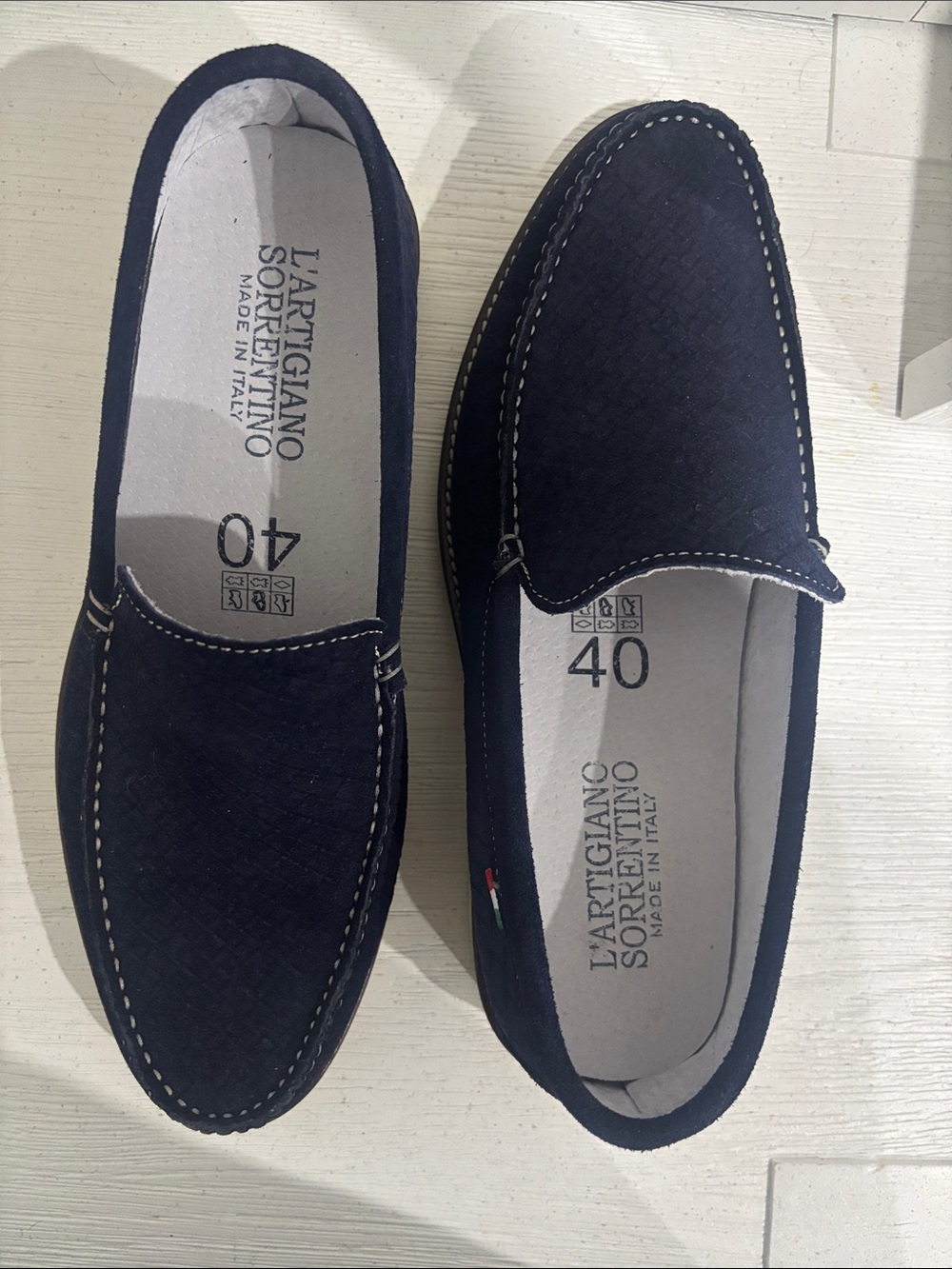 Italian Leather Navy Suede Driving Loafers